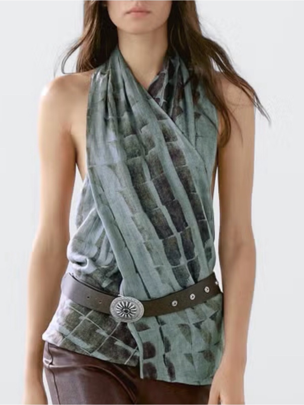 Massimo Dutti Batik Halter Top